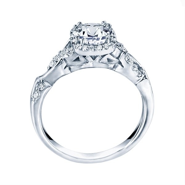 Rm1405 -14k White Gold Round Cut Halo Diamond Infinity Engagement Ring