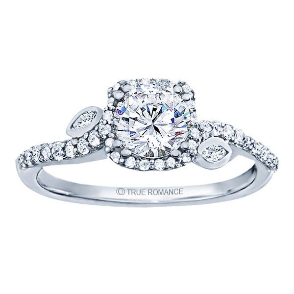 Rm1407r-14k White Gold Halo Engagement Ring