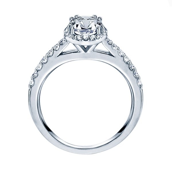Rm1408-14k White Gold Round Cut Halo Diamond Engagement Ring