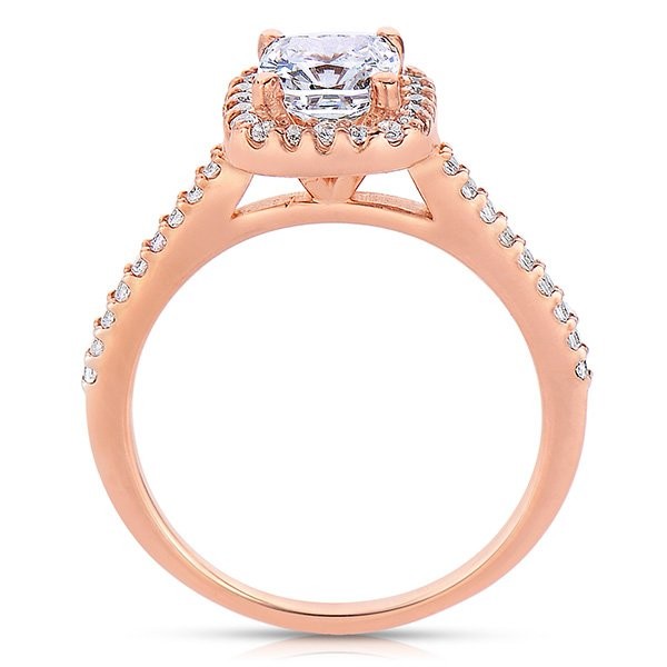 Rm1416cu-14k Rose Gold Cushion Cut Halo Diamond Engagement Ring