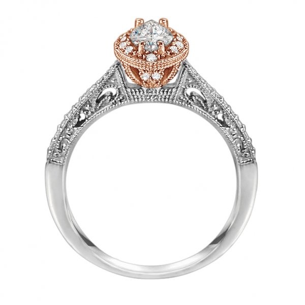 Rm1430m -14k White Gold Marquise Cut Halo Diamond Vintage Engagement Ring