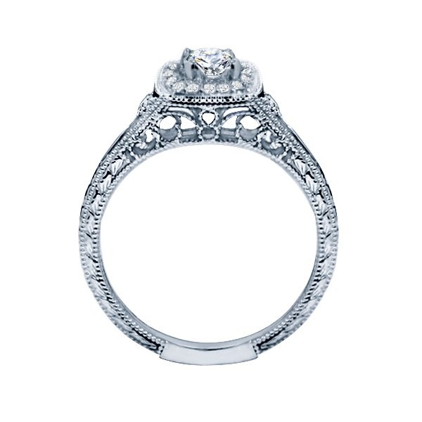 Rm1435-14k White Gold Vintage Engagement Ring