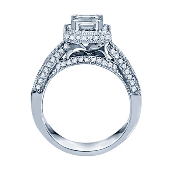Rm1436-14k White Gold Vintage Engagement Ring