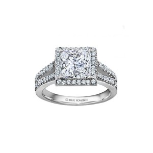 Rm1098p-14k White Gold Halo Engagement Ring