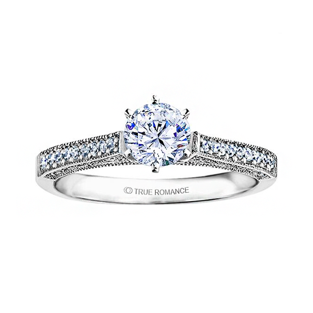 Rm1118-14k White Gold Vintage Engagement Ring