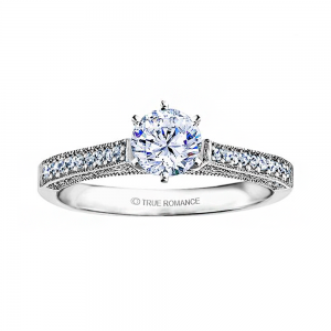 Rm1118-14k White Gold Vintage Engagement Ring