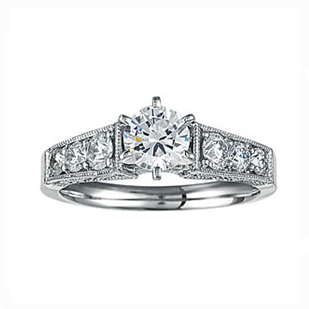 Rm1120-14k White Gold Vintage Engagement Ring