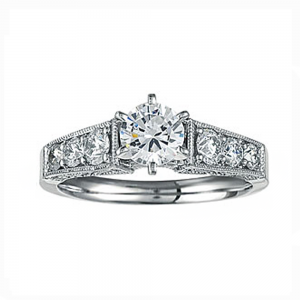 Rm1120-14k White Gold Vintage Engagement Ring