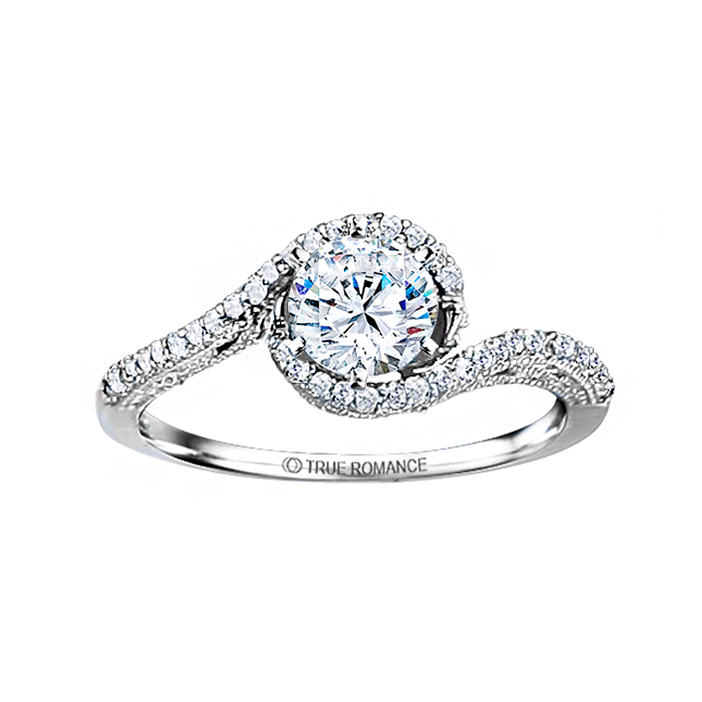 Rm1159-14k White Gold Vintage Engagement Ring