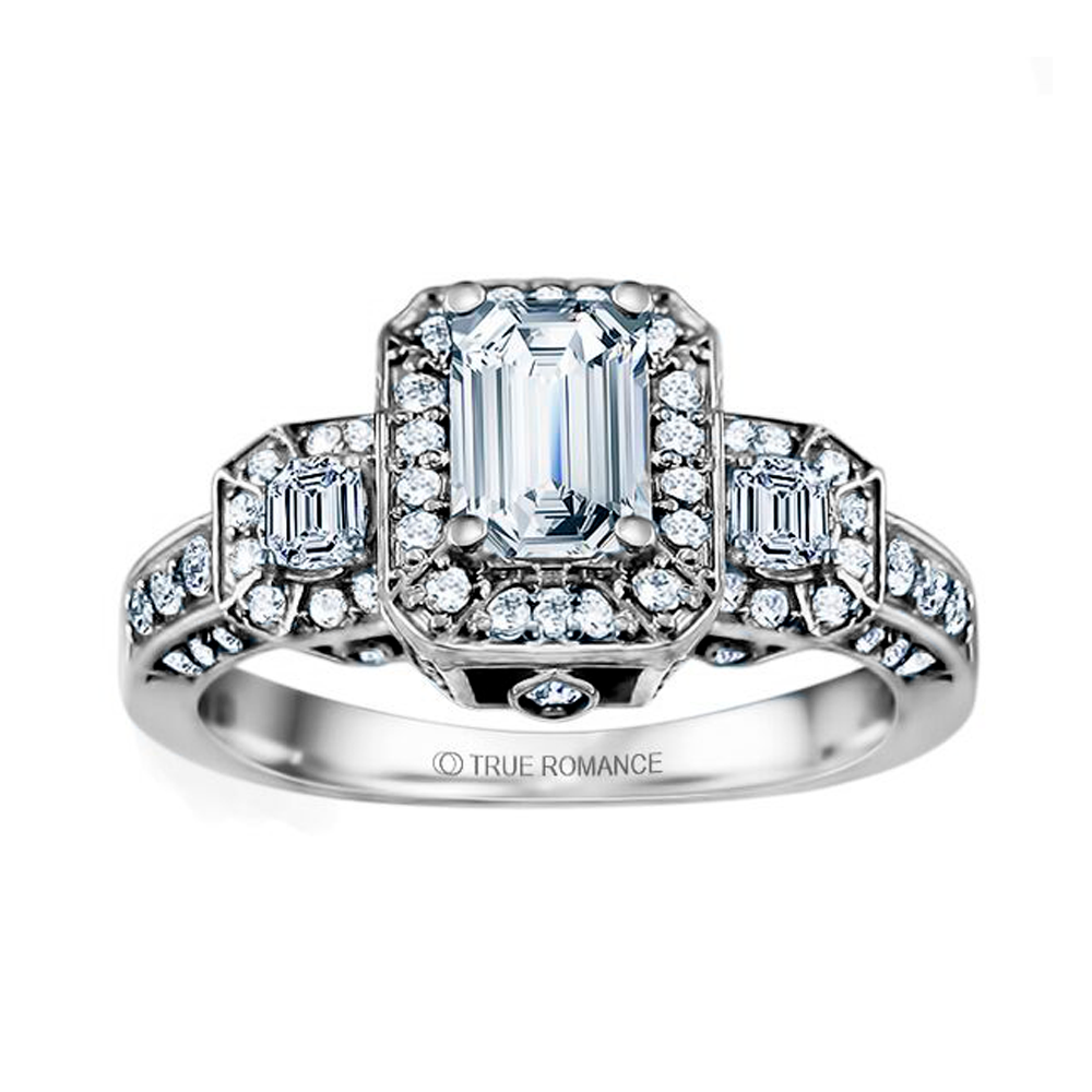 Rm1256e-14k White Gold Halo Engagement Ring