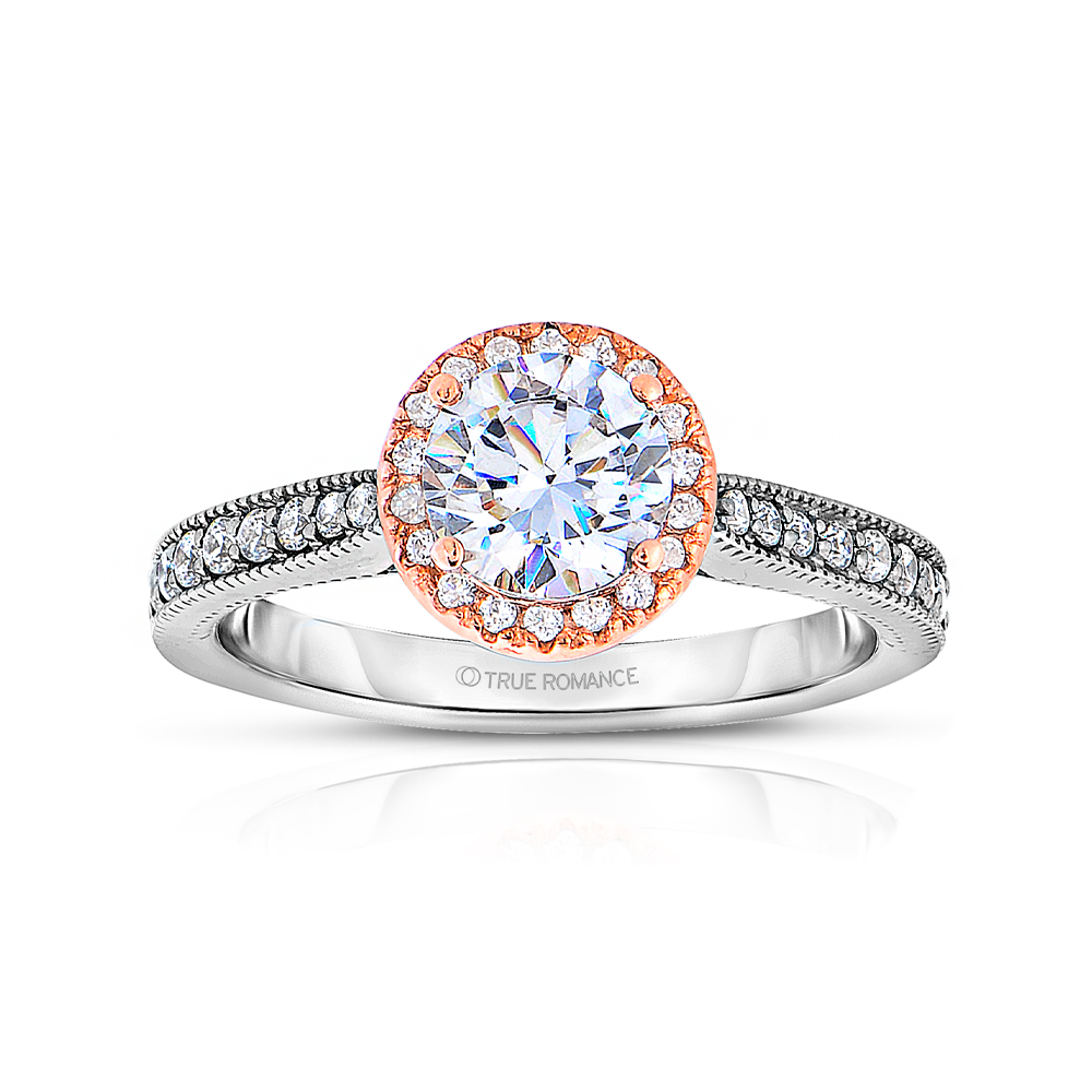 Rm1286rtt-14k White Gold Round Cut Halo Diamond Engagement Ring