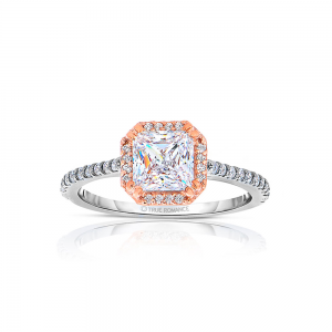 Rm1309-14k White Gold Cushion Cut Halo Diamond Engagement Ring