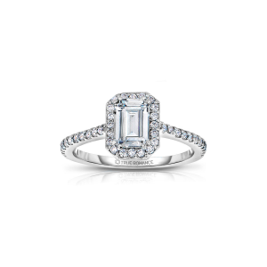Rm1309e-14k White Gold Emerald Cut Halo Diamond Engagement Ring