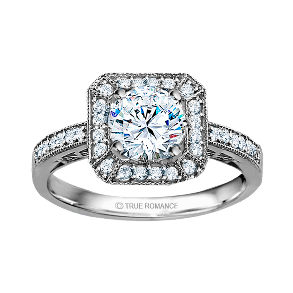 Rm1318r-14k White Gold Vintage Engagement Ring