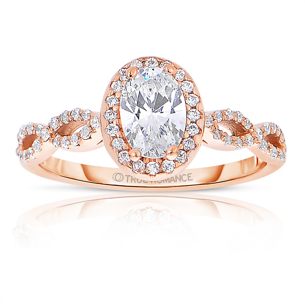 Rm1390vrs -14k Rose Gold Oval Cut Halo Diamond Infinity Engagement Ring
