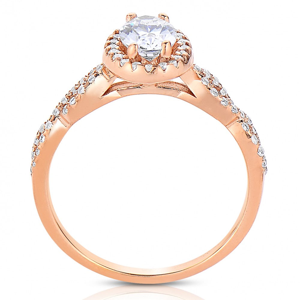 Rm1390vrs -14k Rose Gold Oval Cut Halo Diamond Infinity Engagement Ring