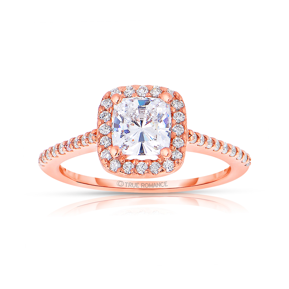 Rm1416cu-14k Rose Gold Cushion Cut Halo Diamond Engagement Ring
