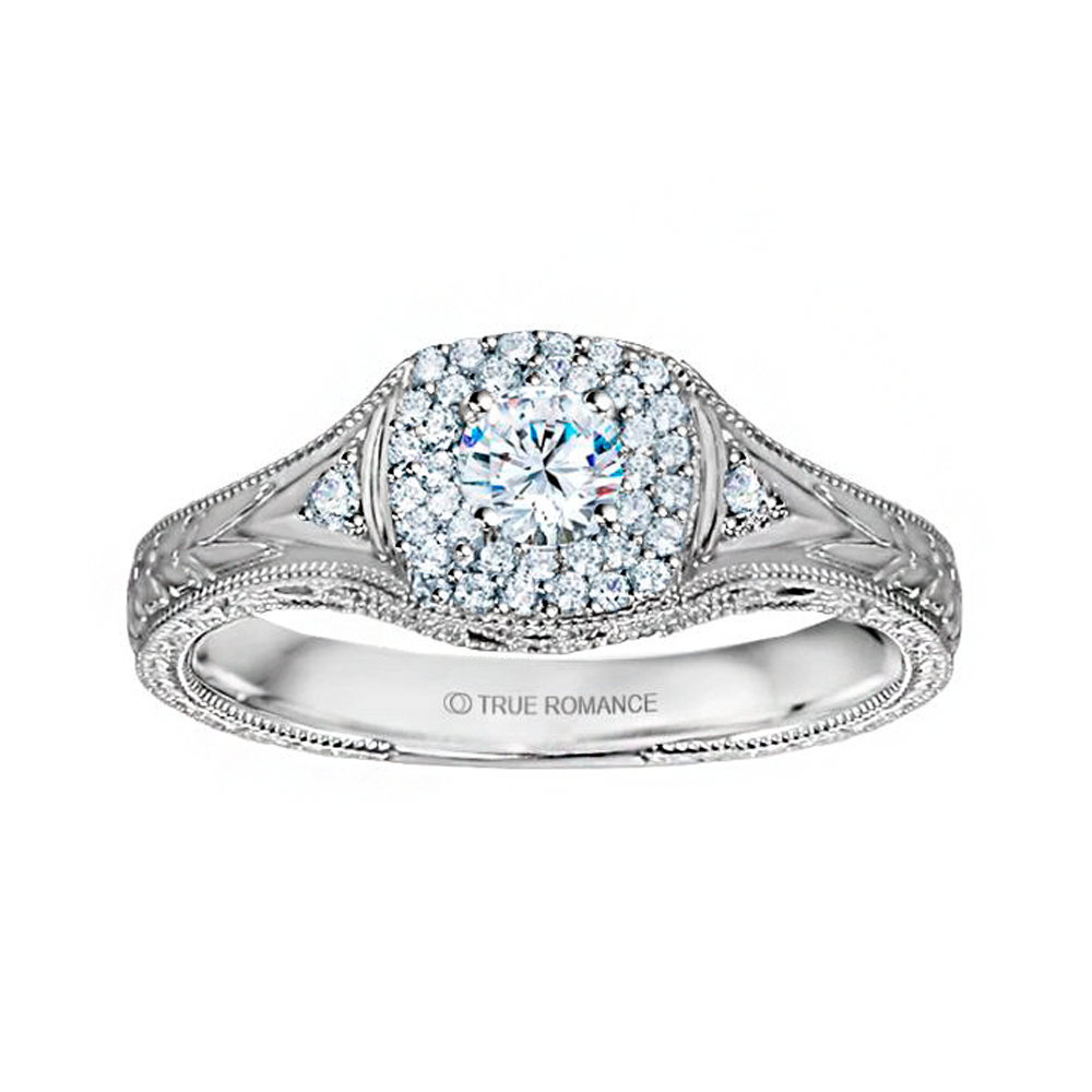 Rm1435-14k White Gold Vintage Engagement Ring