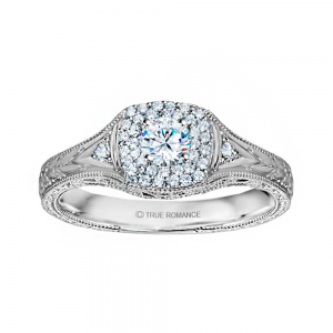 Rm1435-14k White Gold Vintage Engagement Ring