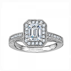 Rm1436-14k White Gold Vintage Engagement Ring