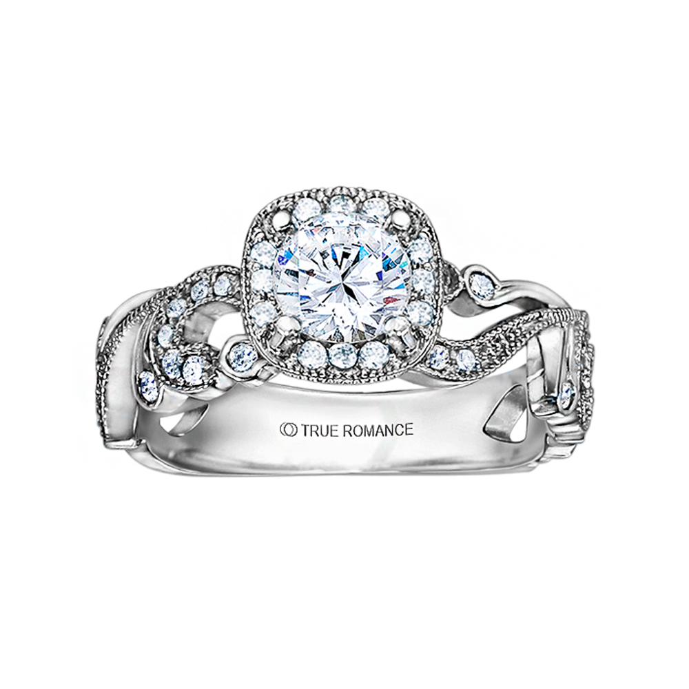 Rm1432-14k White Gold Vintage Engagement Ring