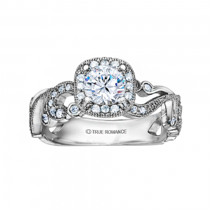 Rm1432-14k White Gold Vintage Engagement Ring