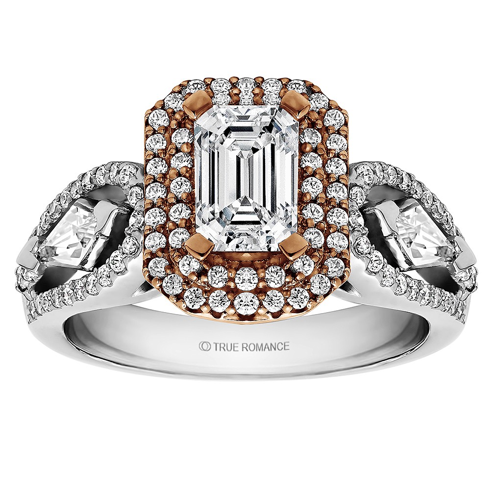Emerald Cut Double Halo Engagement Ring