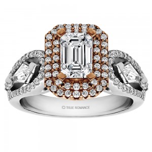 Emerald Cut Double Halo Engagement Ring