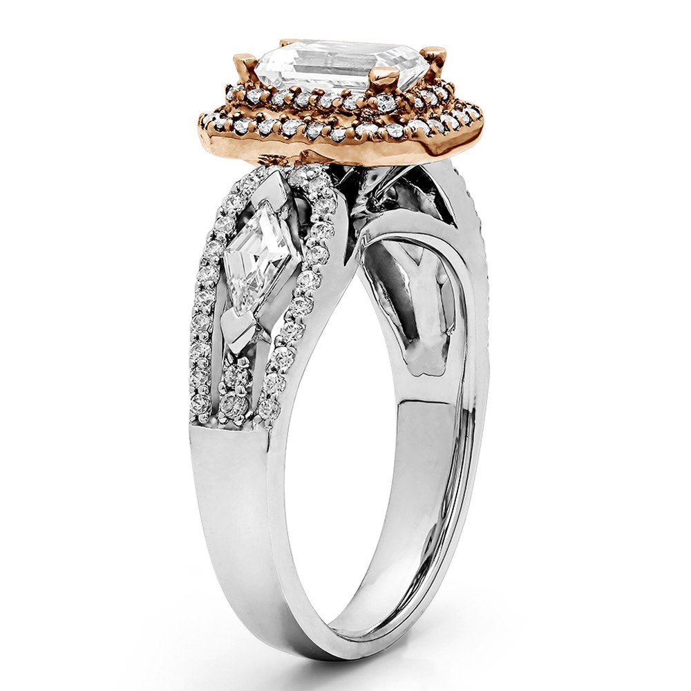 Emerald Cut Double Halo Engagement Ring