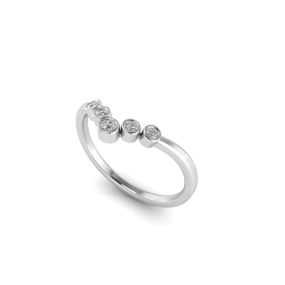 V Shaped Bezel 5 Stone Tiara Band