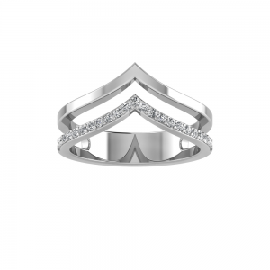 Chevron Twin Half Gold Half Diamond Ring