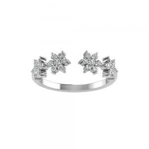 Diamond Flower Open Ring