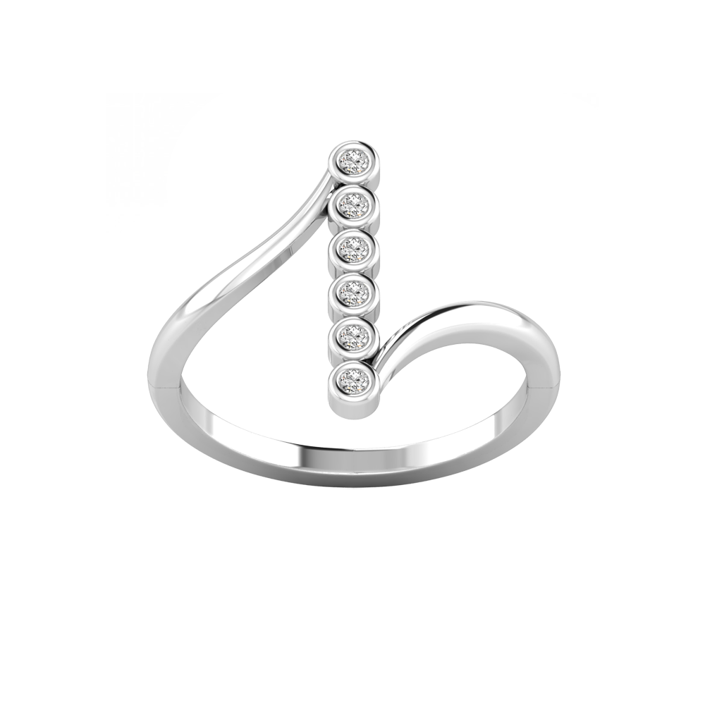 Vertical Six Stone Bezel Diamond Ring