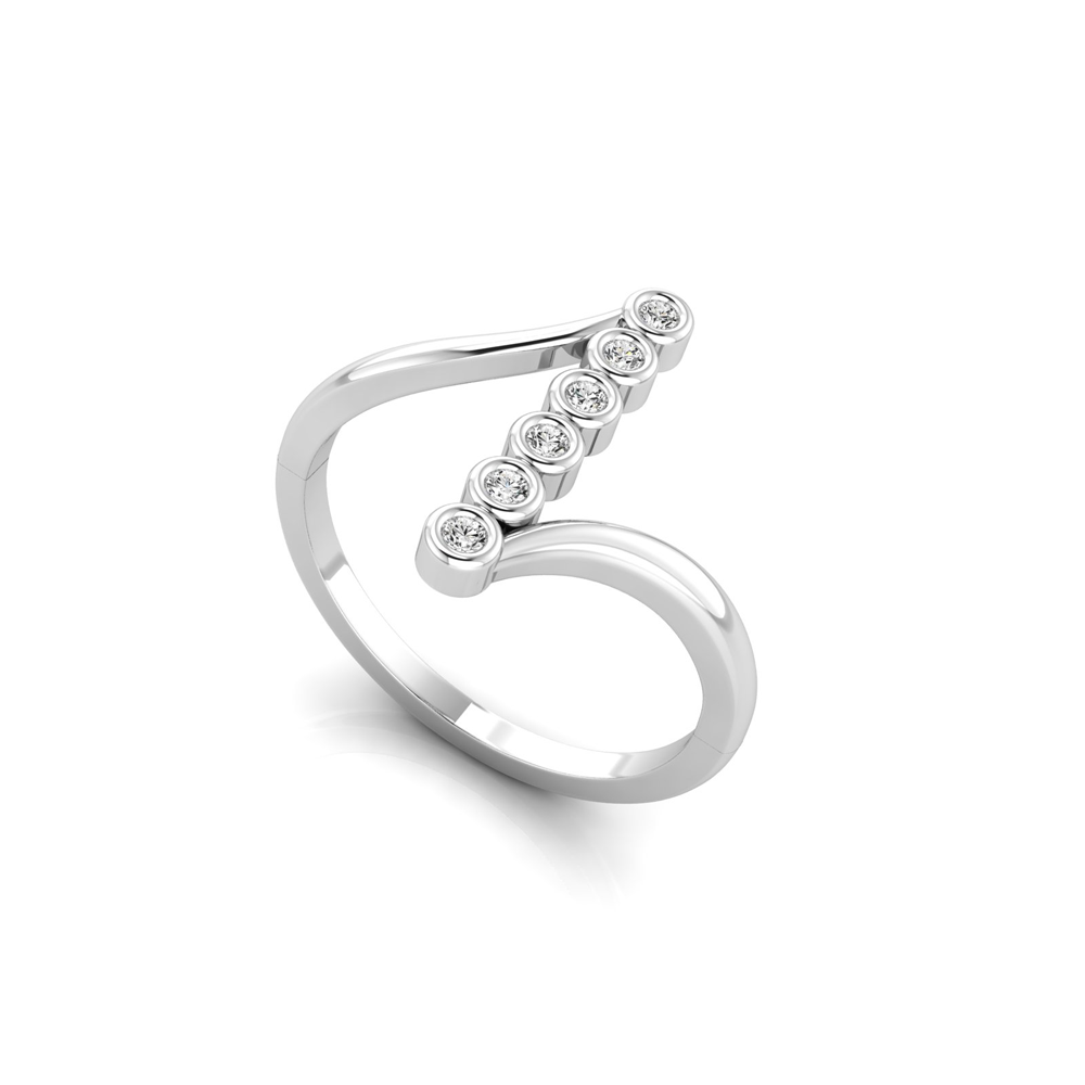 Vertical Six Stone Bezel Diamond Ring