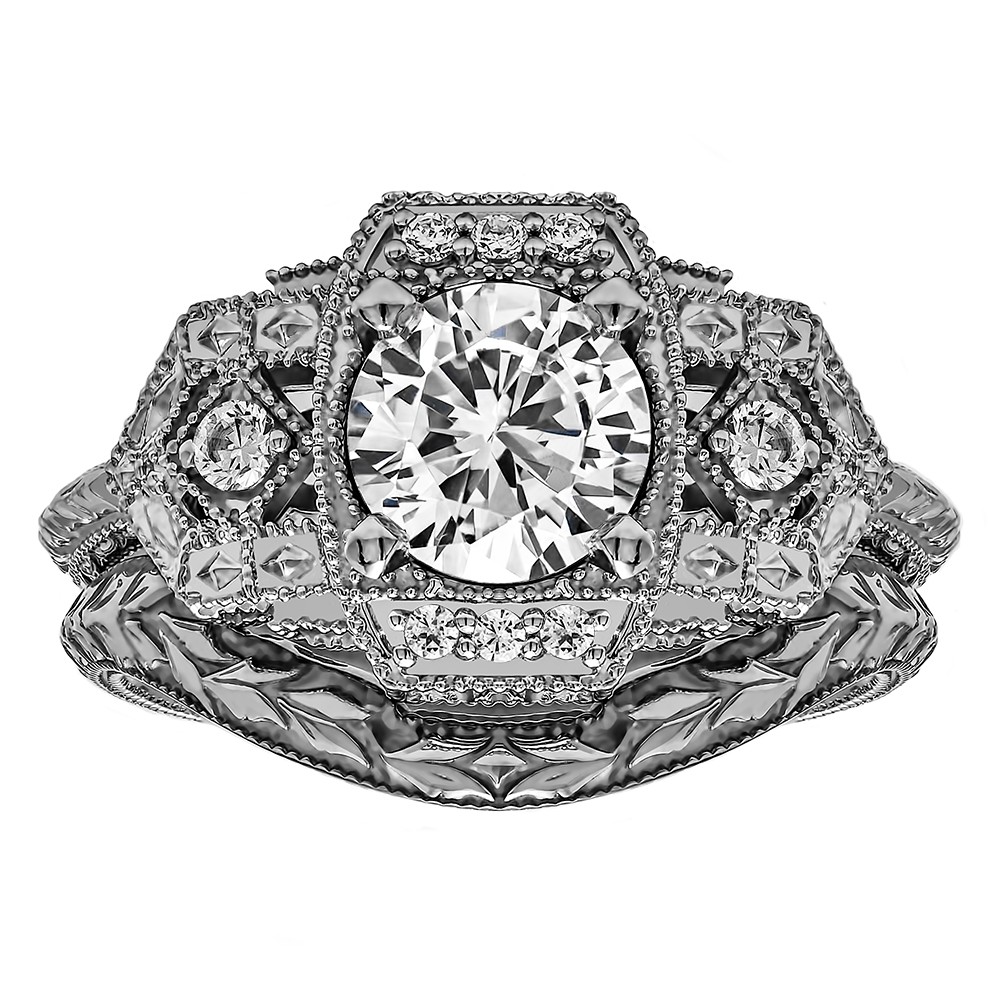 Round Diamond Vintage Engagement Ring