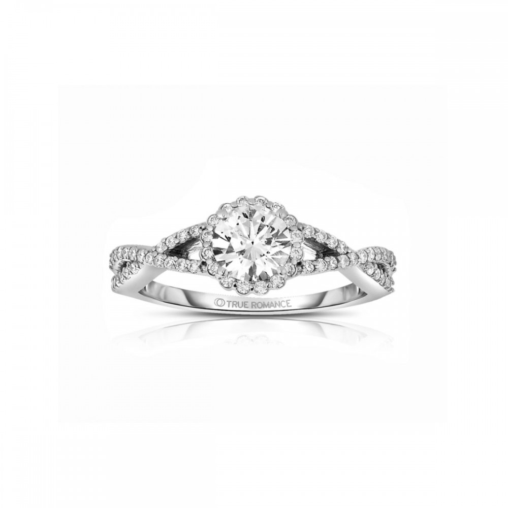 Rm1346 -14k White Gold Round Cut Halo Diamond Infinity Engagement Ring