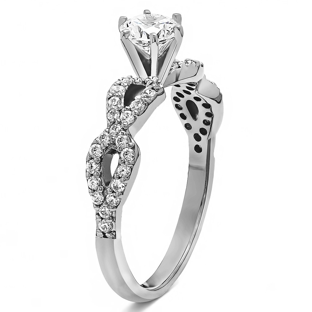 Round Cut Halo Diamond Infinity Engagement Ring