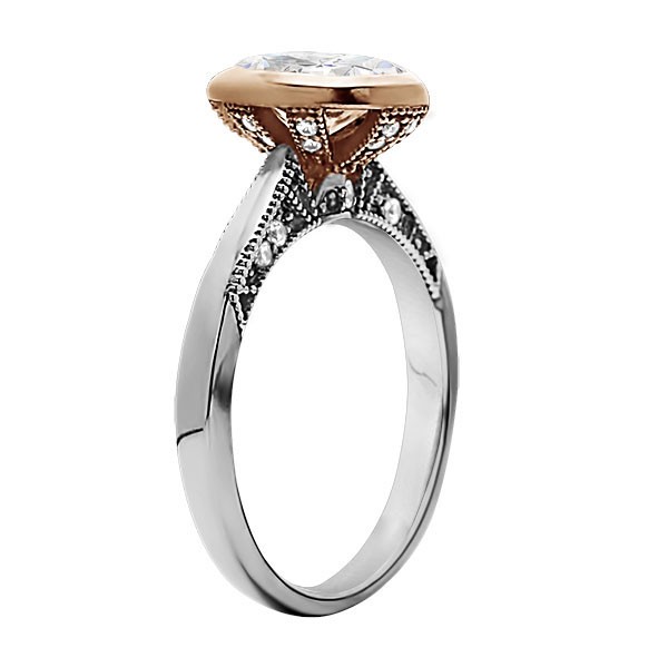 Oval Cut Diamond Bezel/Vintage Style Engagement Ring