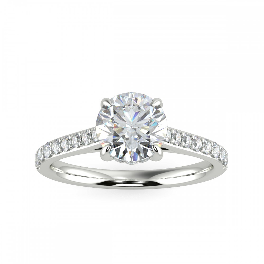 Oval Hidden Halo Pave  Engagemnt Ring