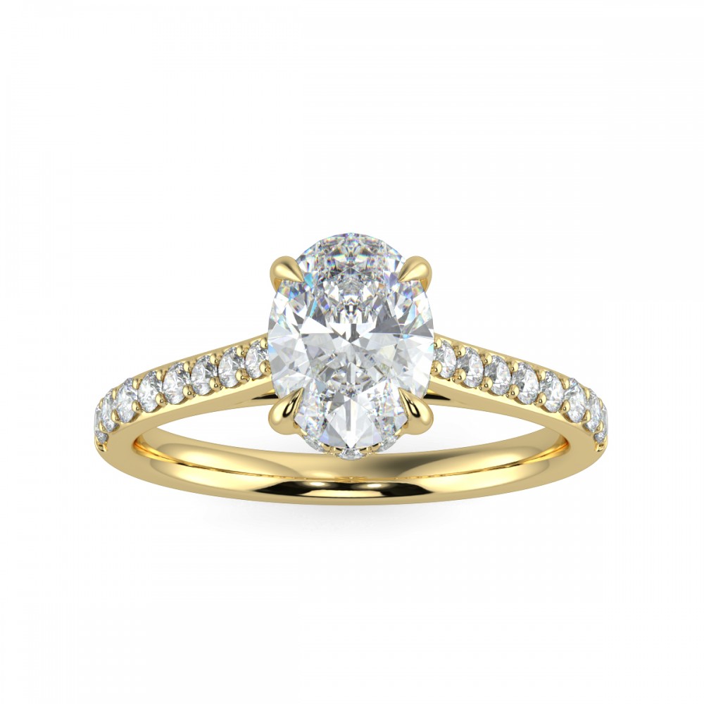 Oval Hidden Halo Pave  Engagemnt Ring