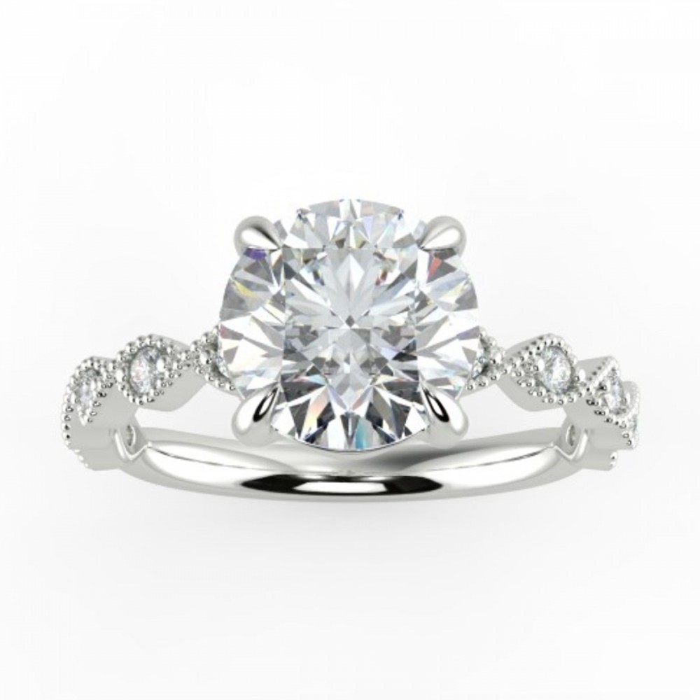 Round Traditional Suprise Diamond Engagement Ring