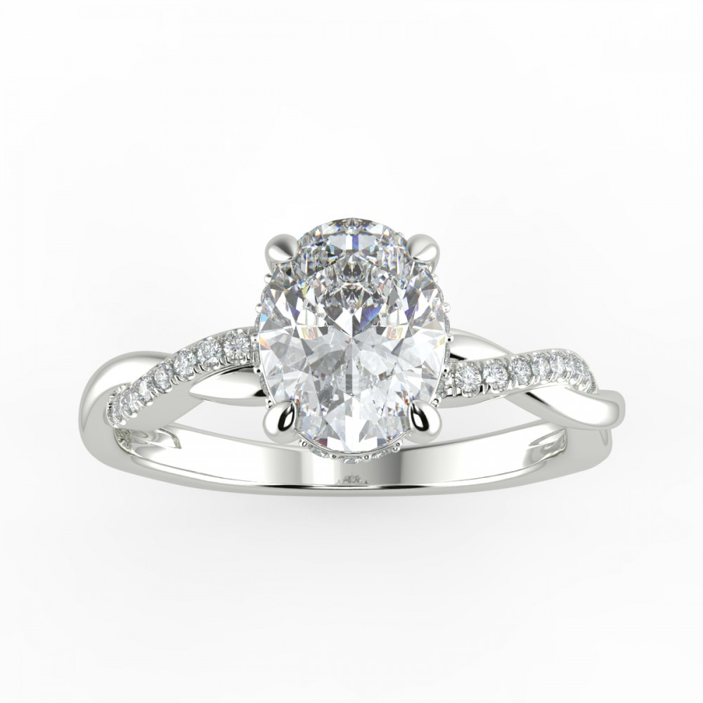 Oval Pave  Engagemnt Ring