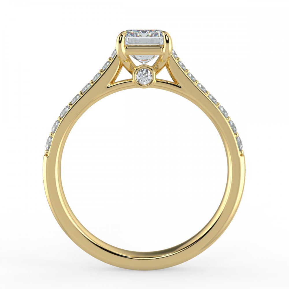 Emerald Secret Diamond Pave  Engagemnt Ring
