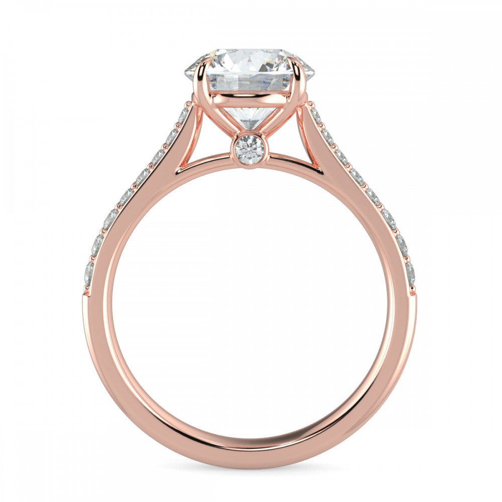 Round Secret Diamond Pave  Engagemnt Ring