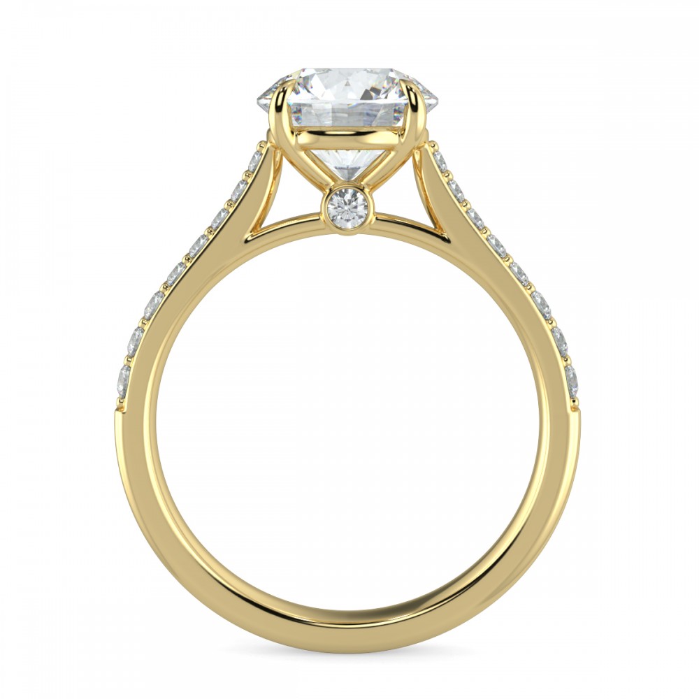 Round Secret Diamond Pave  Engagemnt Ring