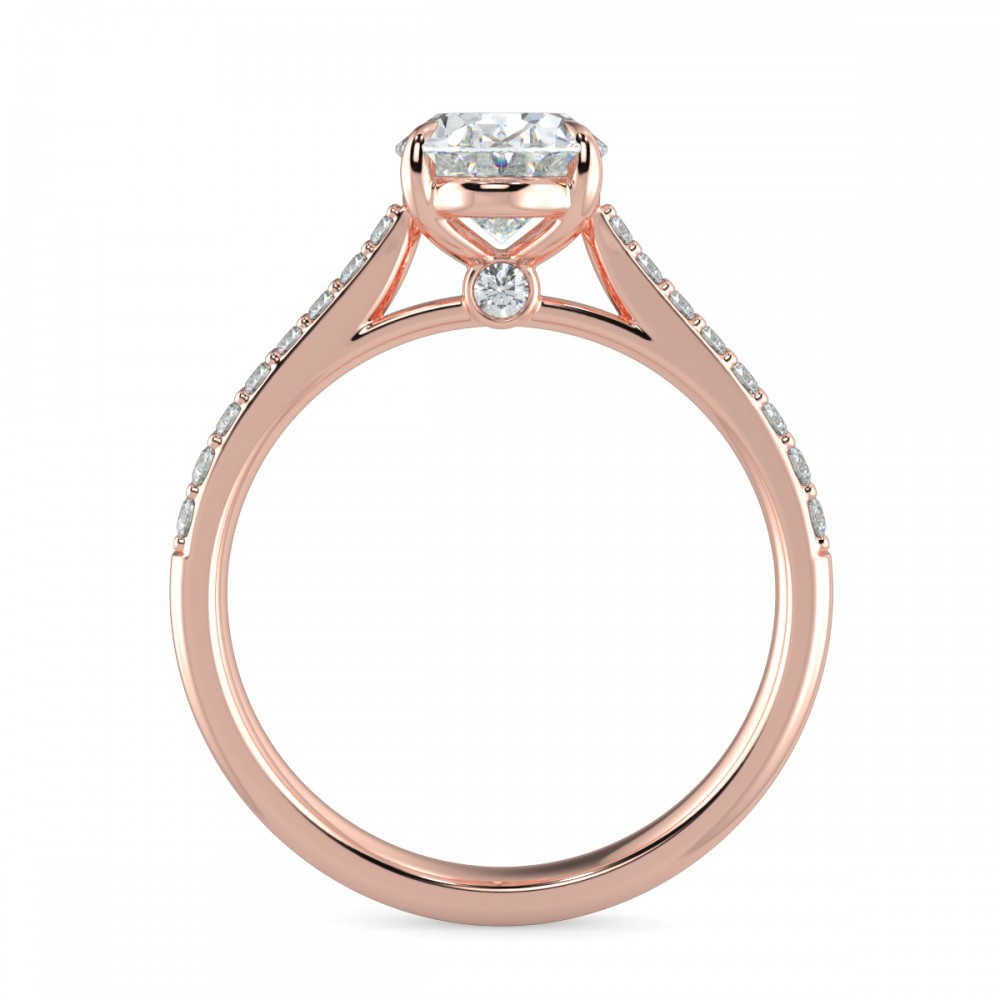 Oval Secret Diamond Pave  Engagemnt Ring