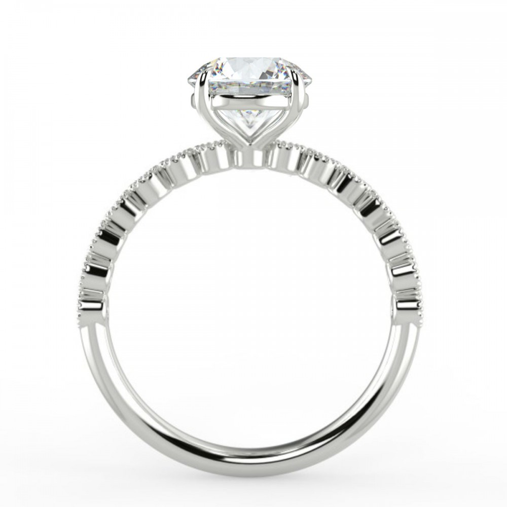 Round No Accent Diamond Bezel Millgrain Engagemnt Ring