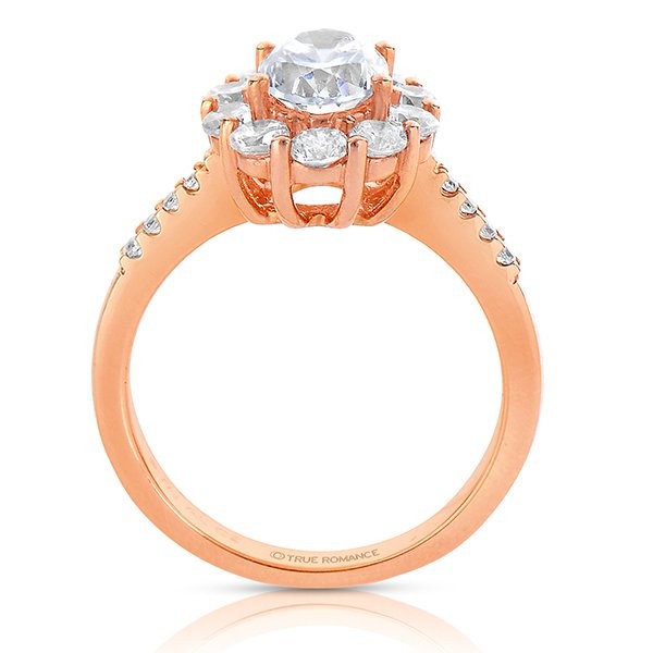 Ct180-14k Rose Gold Oval Cut Halo Diamond Engagement Ring