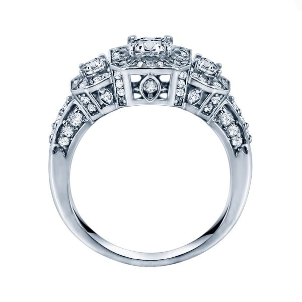 Rm1113r-14k White Gold Round Cut Diamond Vintage Style Engagement Ring