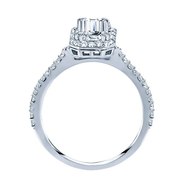 Rm1309e-14k White Gold Emerald Cut Halo Diamond Engagement Ring